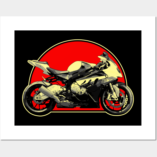 2010 BMW S1000RR Retro Red Circle Motorcycle Wall Art by Skye Bahringer